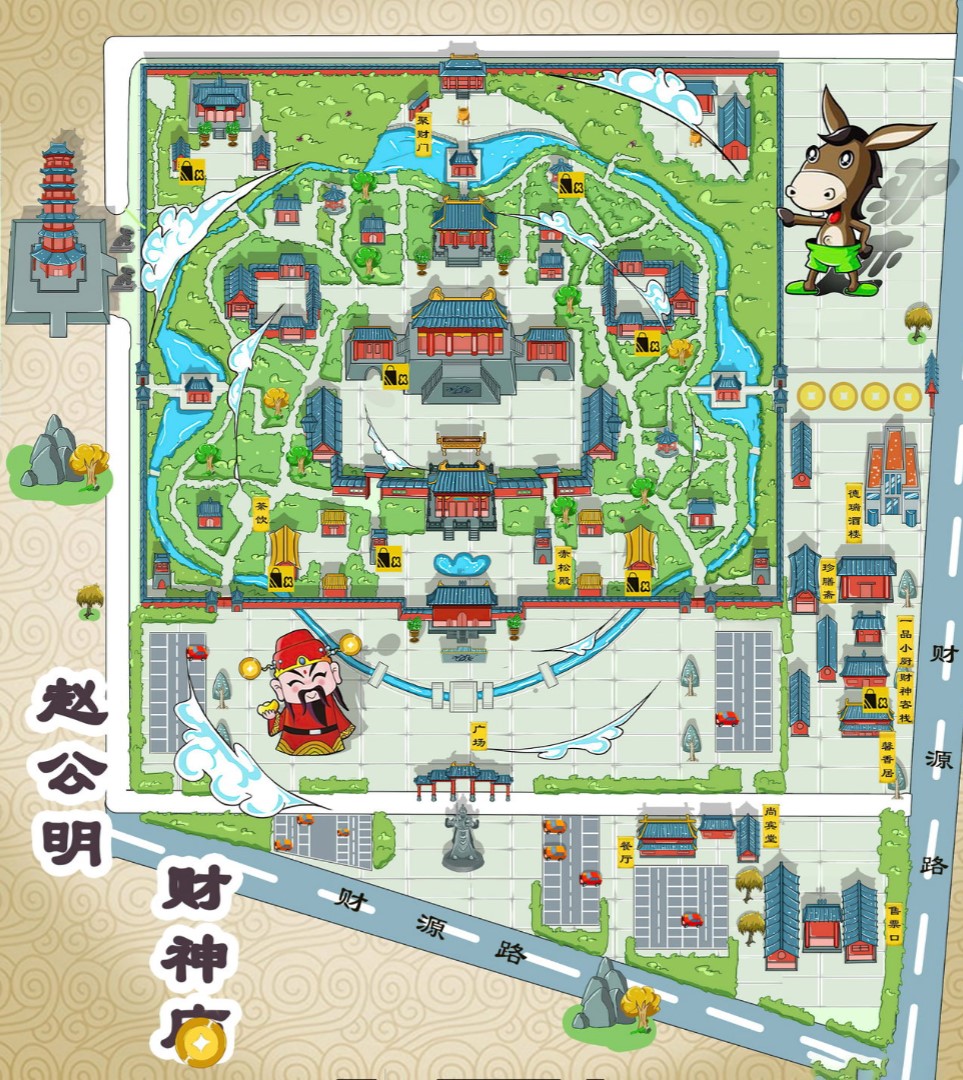 汶川寺庙类手绘地图