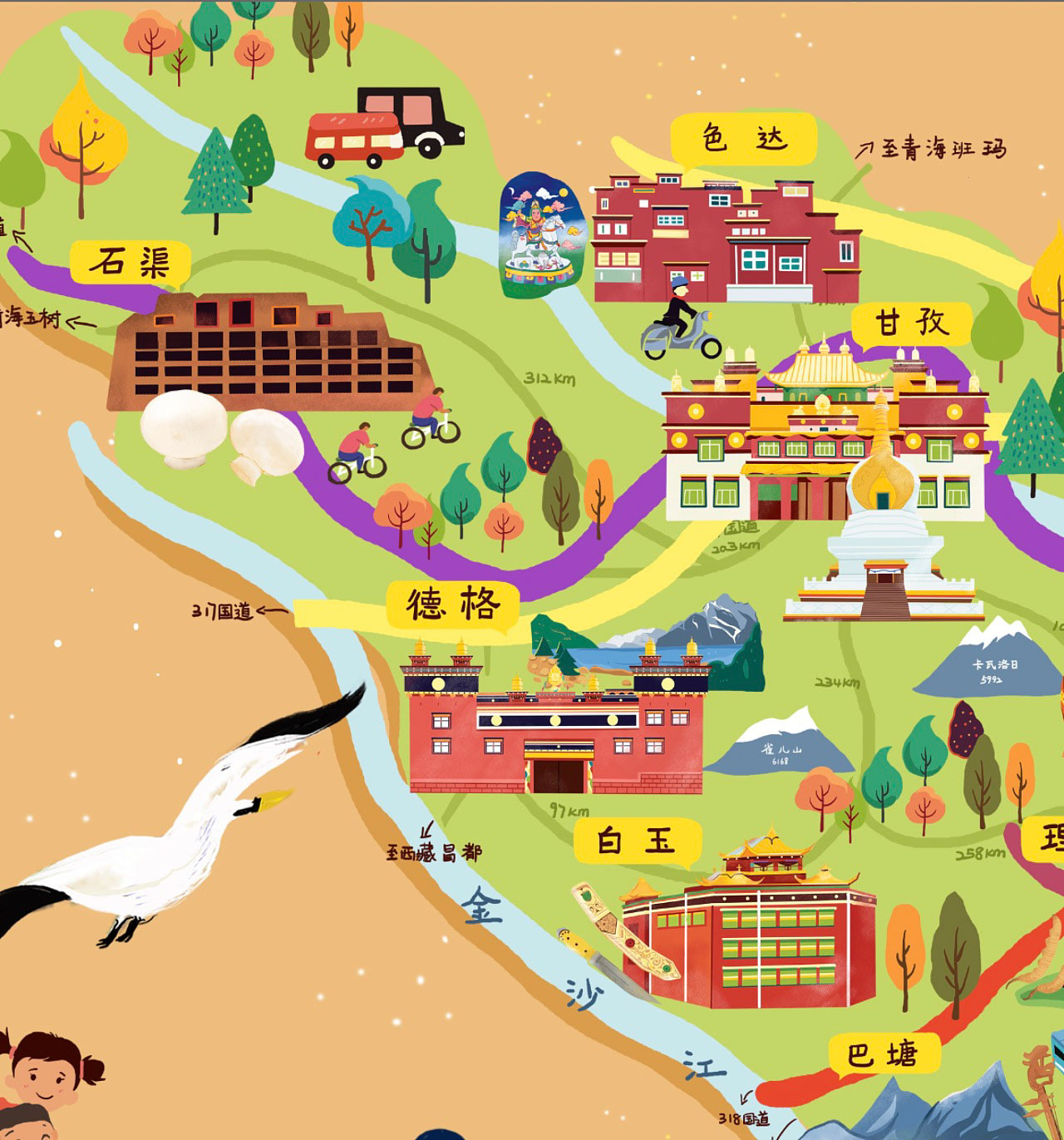 汶川手绘地图景区的文化宝库